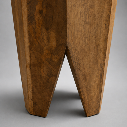 Solid Mango Wood Side Table | Retro Carved Coffee Table Stool