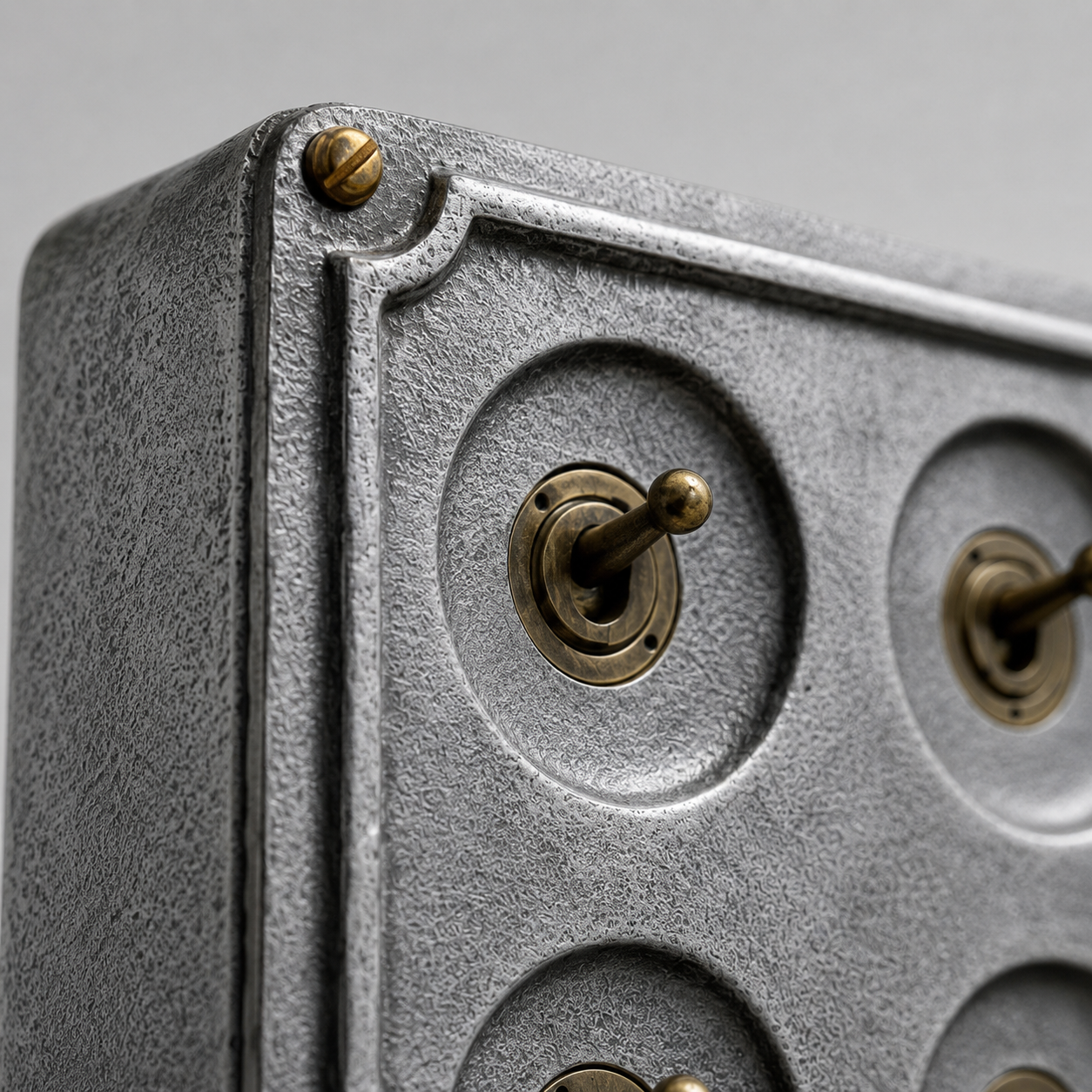 4 Gang 2 Way Solid Cast Metal Conduit Light Toggle Switch | Industrial Surface Mounted