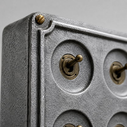 4 Gang 2 Way Solid Cast Metal Conduit Light Toggle Switch | Industrial Surface Mounted