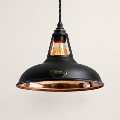 Cawston Matt Black & Solid Copper Coolicon Lampshade Pendant Light - 11 Inch