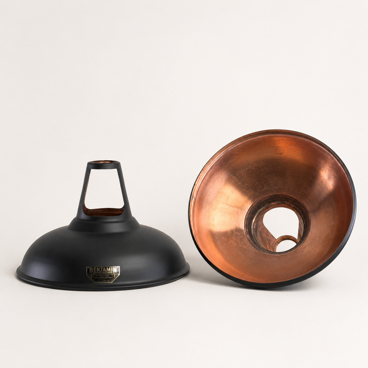 Cawston - Matt Black & Antique Copper Coolicon Lampshade Pendant Light - 11 Inch