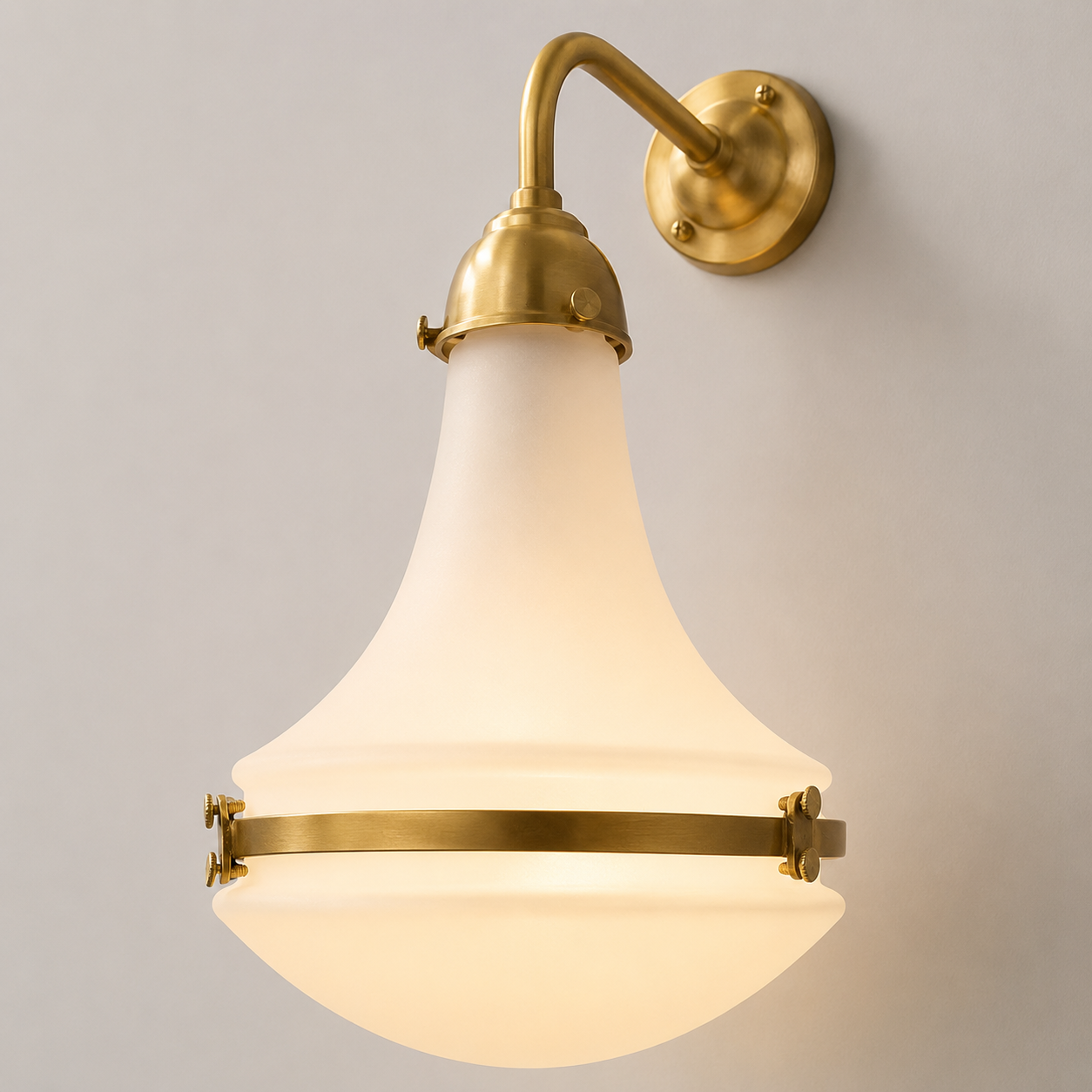 Opaline Antique Brass Wall Sconce Industrial Vintage Light | Dining Room | Kitchen Table |