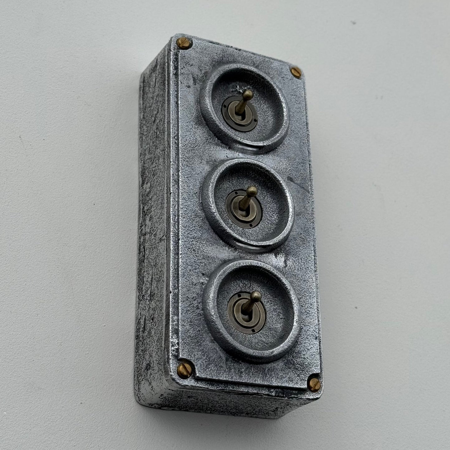 3 Gang 2 Way Solid Cast Metal Toggle Light Switch | Industrial Vintage Surface Mounted *Factory Second*