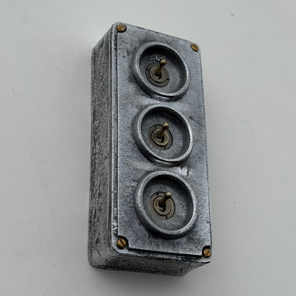 3 Gang 2 Way Solid Cast Metal Toggle Light Switch | Industrial Vintage Surface Mounted *Factory Second*