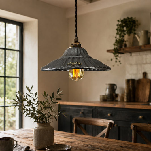 Lenwade Pewter Grey Ceramic Pendant Light Shade