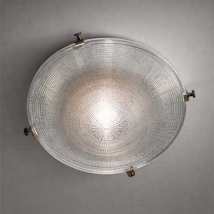 Houghton ~ Flush Mount Holophane Glass Light Vintage Design