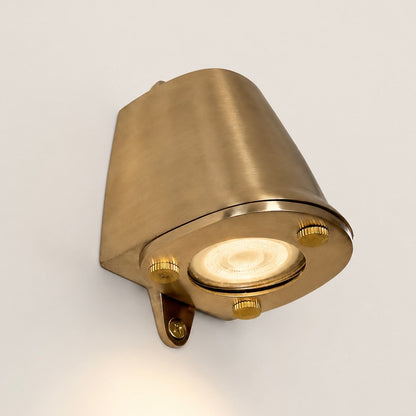 Holt - Raw Solid Brass Mast Down Wall Light - IP54 Outdoor & Bathroom