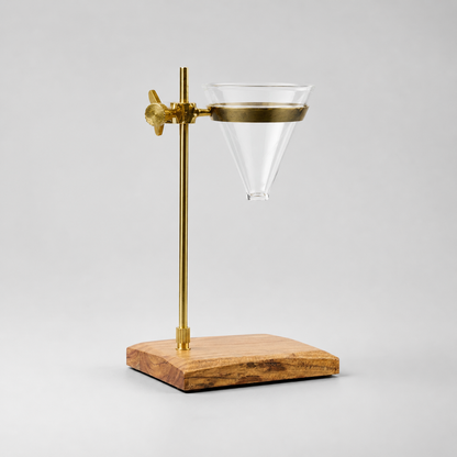 Slow Drip Pour Over Coffee Stand | Brass, Wood & Glass Brewer