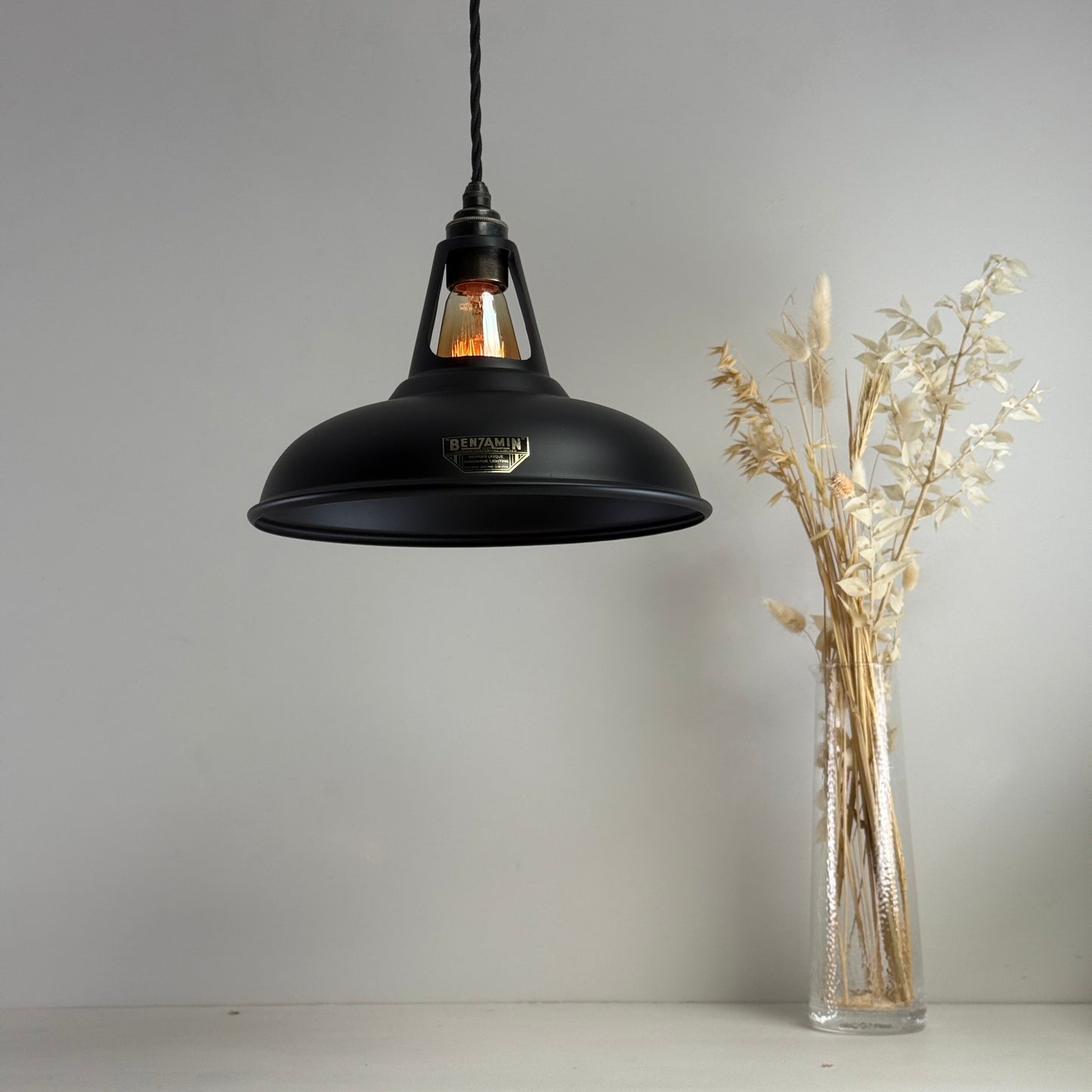 Cawston - Matt Black Lampshade Slotted Design Pendant Ceiling Light - 11 Inch *Pre Order*