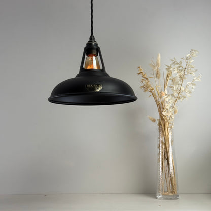 Cawston - Matt Black Lampshade Slotted Design Pendant Ceiling Light - 11 Inch *Pre Order*