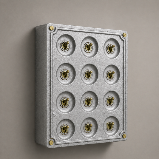 12 Gang 2 Way Solid Cast Metal Conduit Toggle Light Switch | Industrial Vintage Style