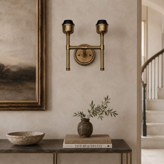 Felbrigg - Double Antique Brass Twin Wall Light Sconce