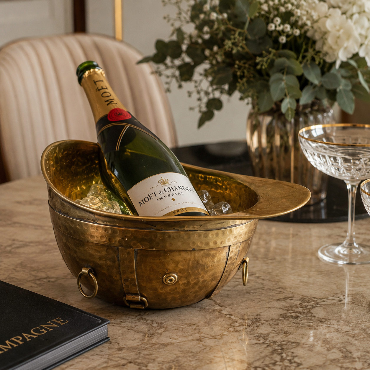 Solid Brass Polo Helmet Champagne Ice Bucket