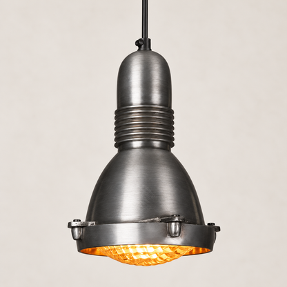 Coltishall - Industrial Pewter Grey Pendant Light Textured Glass