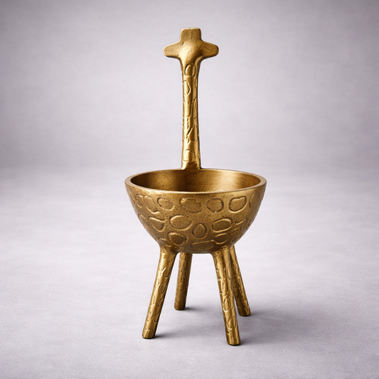 Giraffe Solid Cast Brass Metal Planter Pot for Succulents & Plants