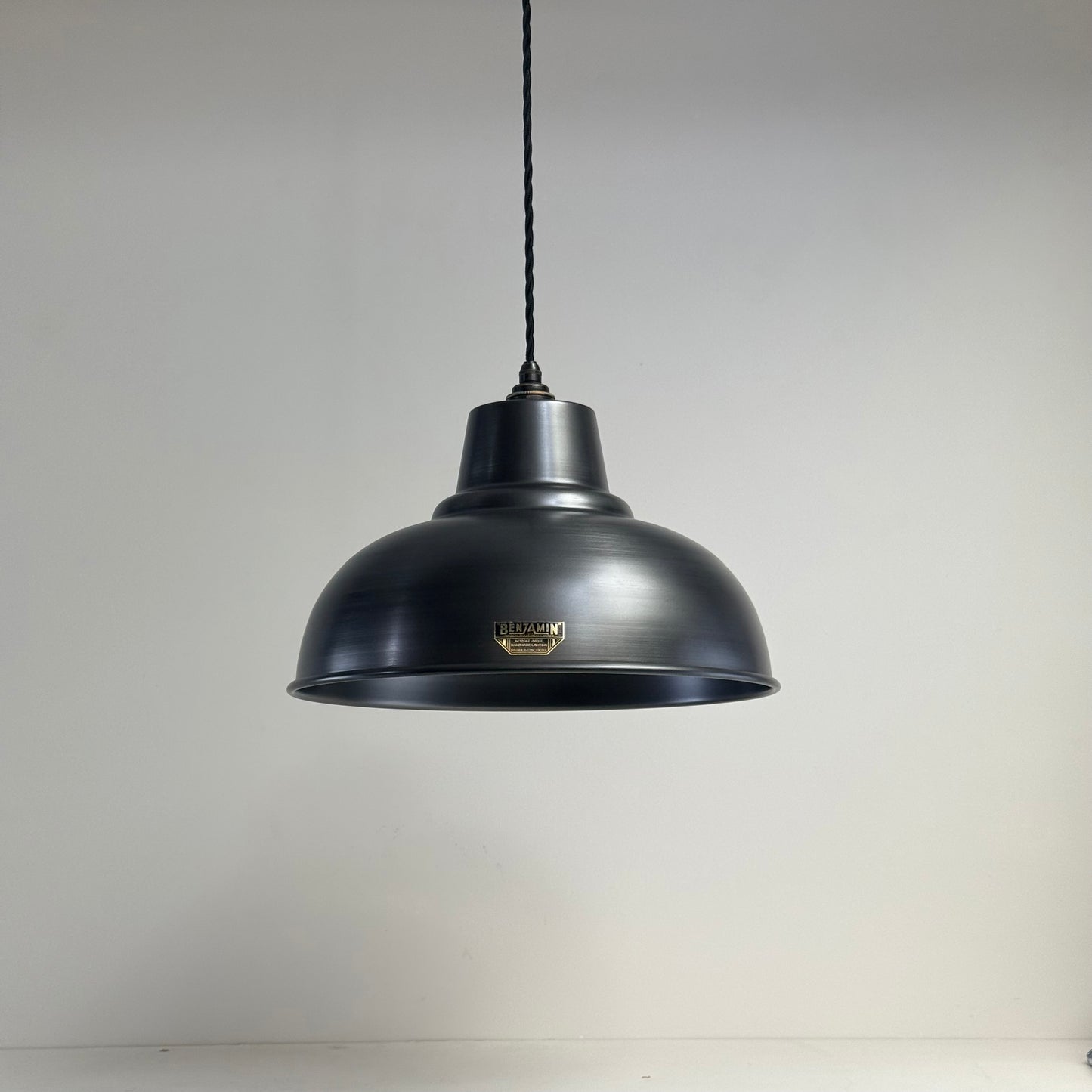 Salthouse XL Pewter Grey Industrial factory shade light ceiling dining pendant - 14.5 Inch