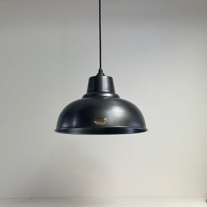 Salthouse XL Pewter Grey Industrial factory shade light ceiling dining pendant - 14.5 Inch