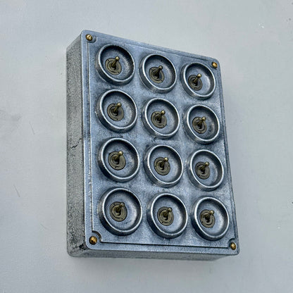 12 Gang 2 Way Cast Aluminium Industrial Toggle Switch Light Panel
