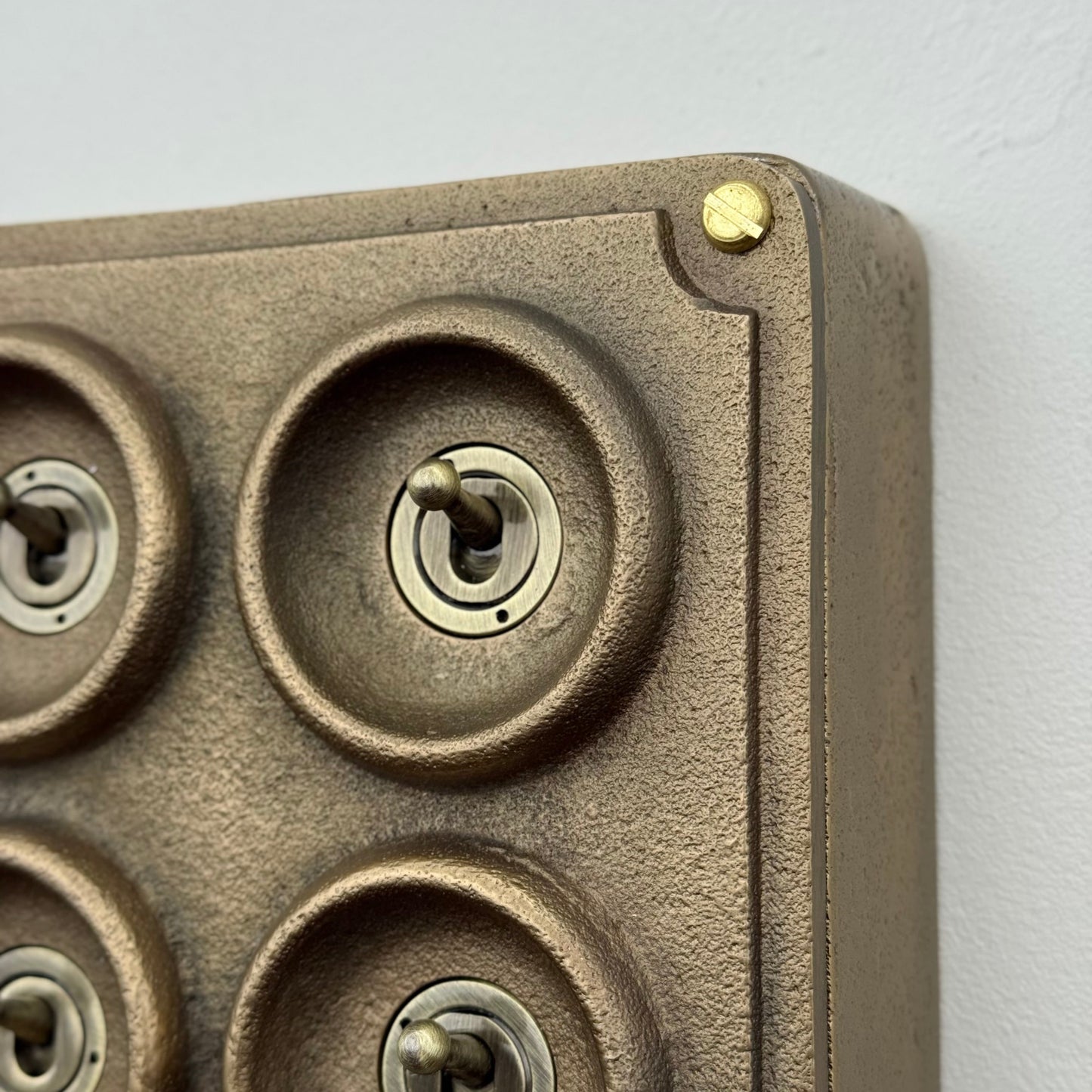 4 Gang 2 Way Antique Brass Light Switch | Solid Cast Bronze Finish