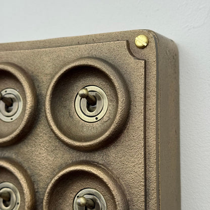 4 Gang 2 Way Antique Brass Light Switch | Solid Cast Bronze Finish