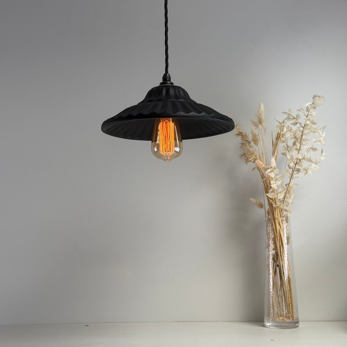 Lenwade - Matt Black Ceramic Shade Light Pendant Odette