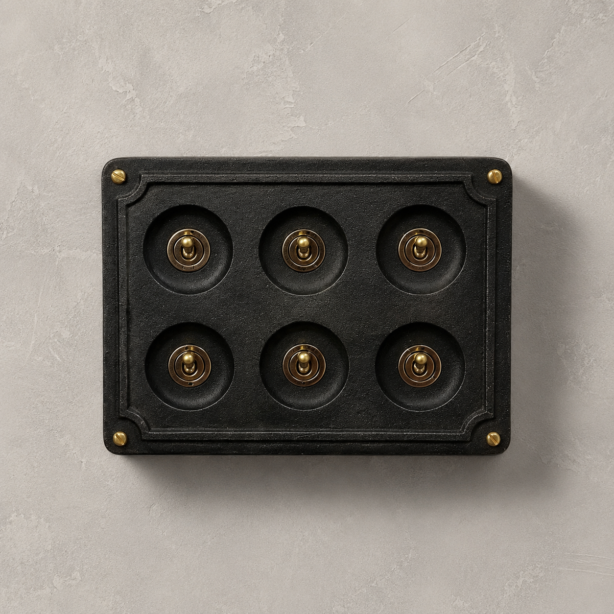 6 Gang 2 Way Black Zinc Cast Metal Conduit Light Switch