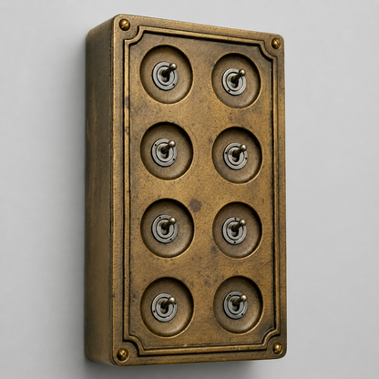 8 Gang 2 Way Bronze Solid Cast Metal Conduit Light Switch Industrial