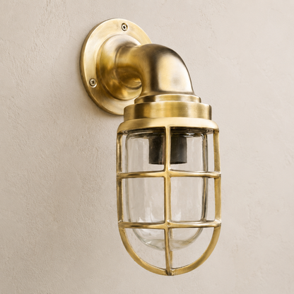 Beachamwell - Raw Solid Brass Swan Neck Outdoor & Bathroom Wall Light ~ 10.5 Inch