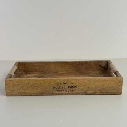 Moët & Chandon Champagne Medium Serving Tray Natural Wooden Patchwork