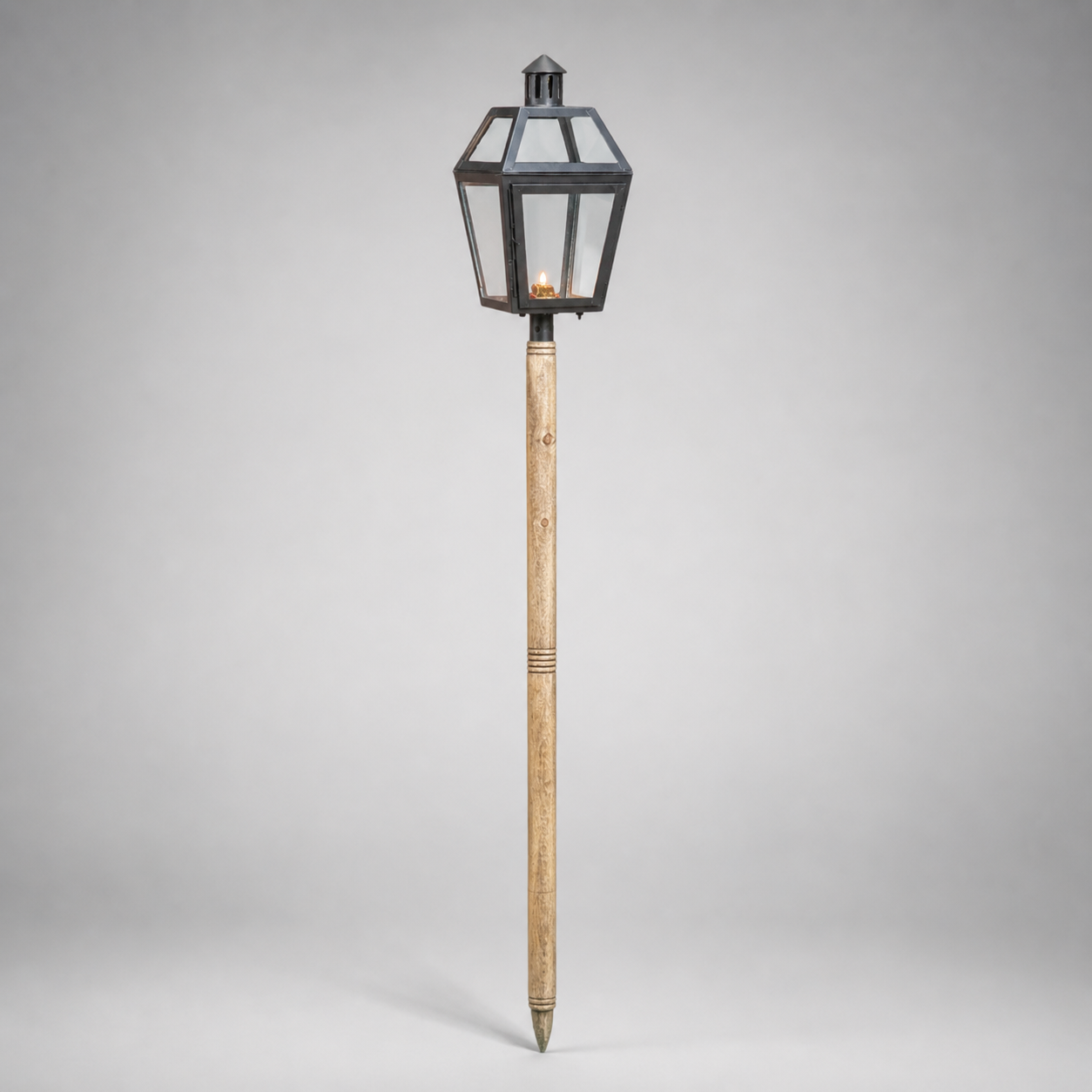 Maxlume ~ Solid Wooden Spike Outdoor Candle Lantern Sconce Industrial Light Nautical Patinated Bronze