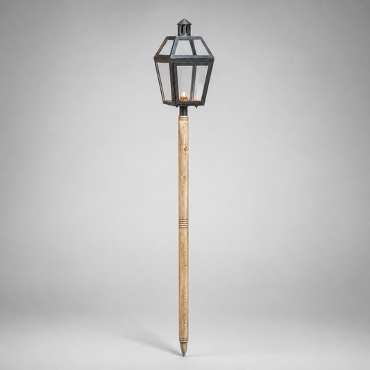 Maxlume ~ Solid Wooden Spike Outdoor Candle Lantern Sconce Industrial Light Nautical Patinated Bronze