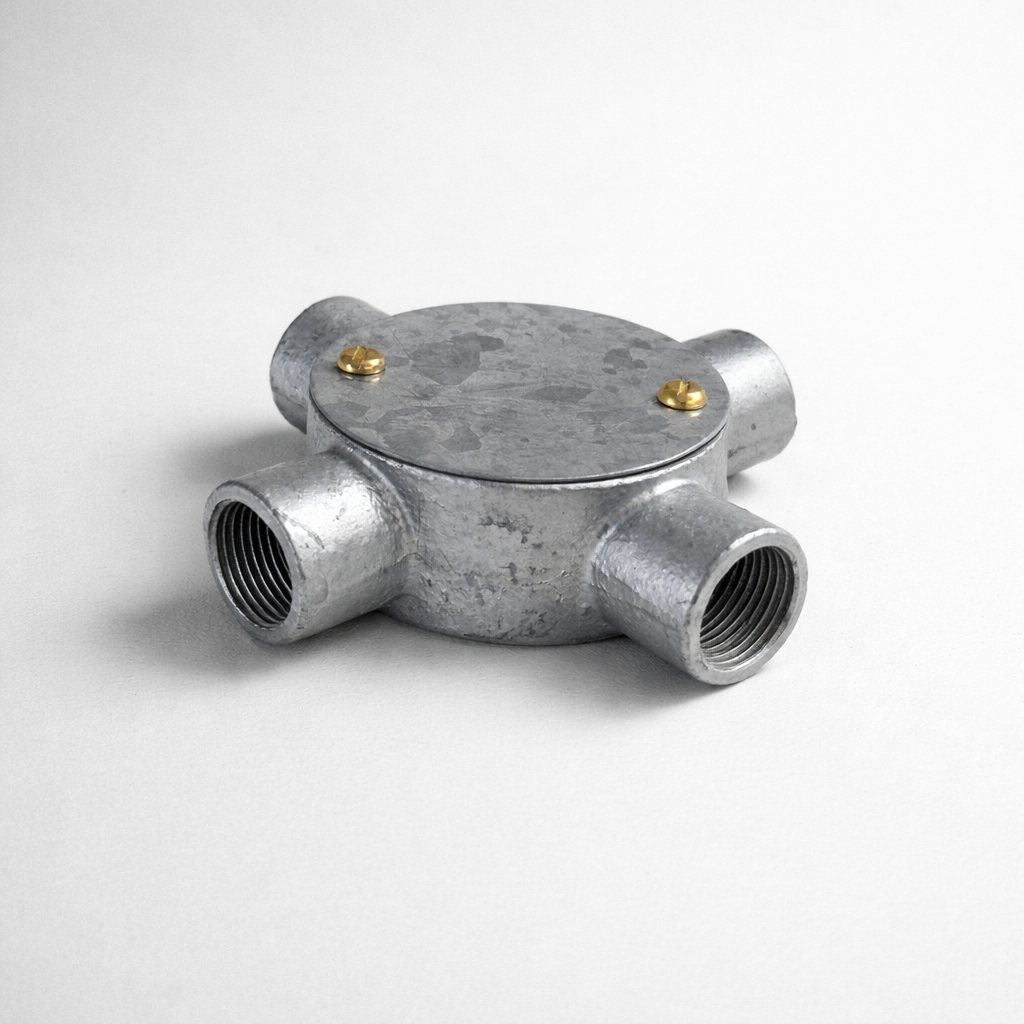 20MM CONDUIT CROSS BOX - GALVANISED – Vintage-Electrical
