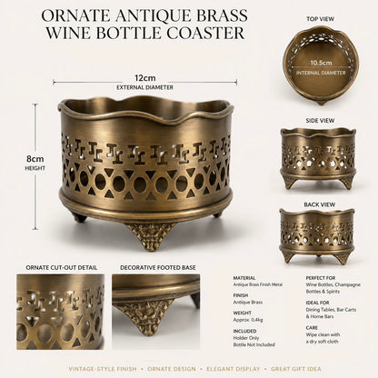 Luxury Vintage Antique Brass Wine Holder Ornante Bottle Stand Barware
