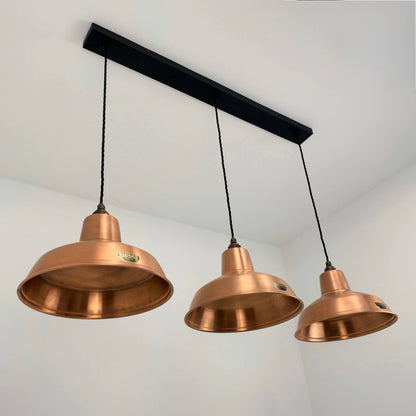 Filby ~ 3 x Antique Copper Design Pendant Set Track Light - 91cm