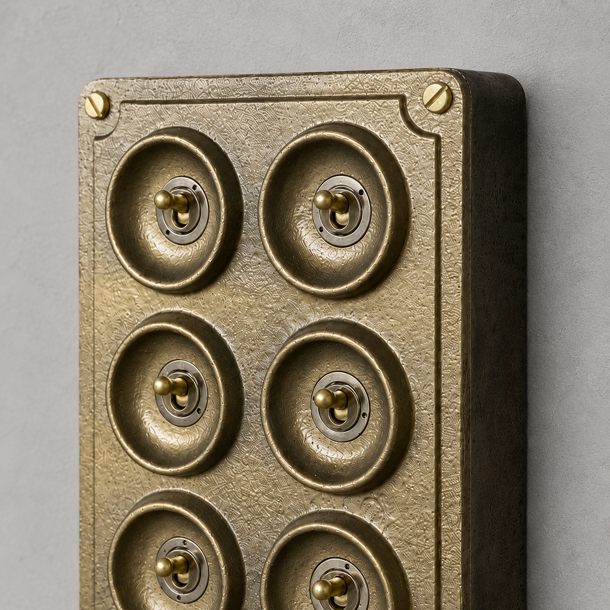 8 Gang 2 Way Bronze Cast Metal Toggle Light Switch | Industrial Surface Mounted Conduit Style