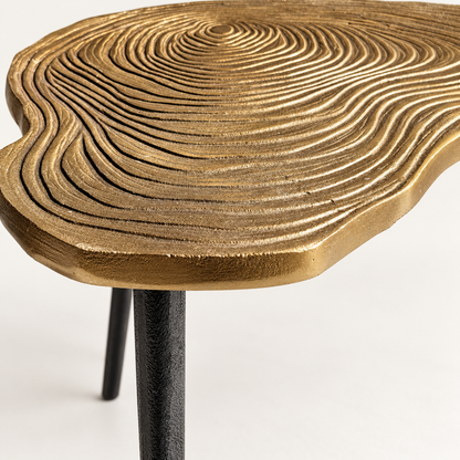 Brass Clover Side Table | Etched Top & Black Iron Legs