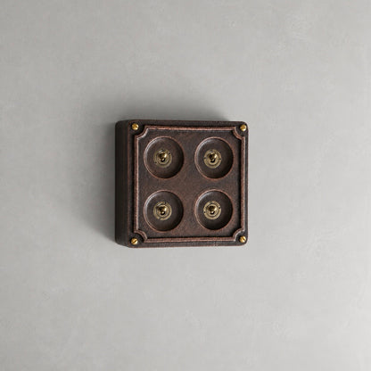 4 Gang 2 Way Antique Copper Conduit Toggle Light Switch | Solid Cast Metal