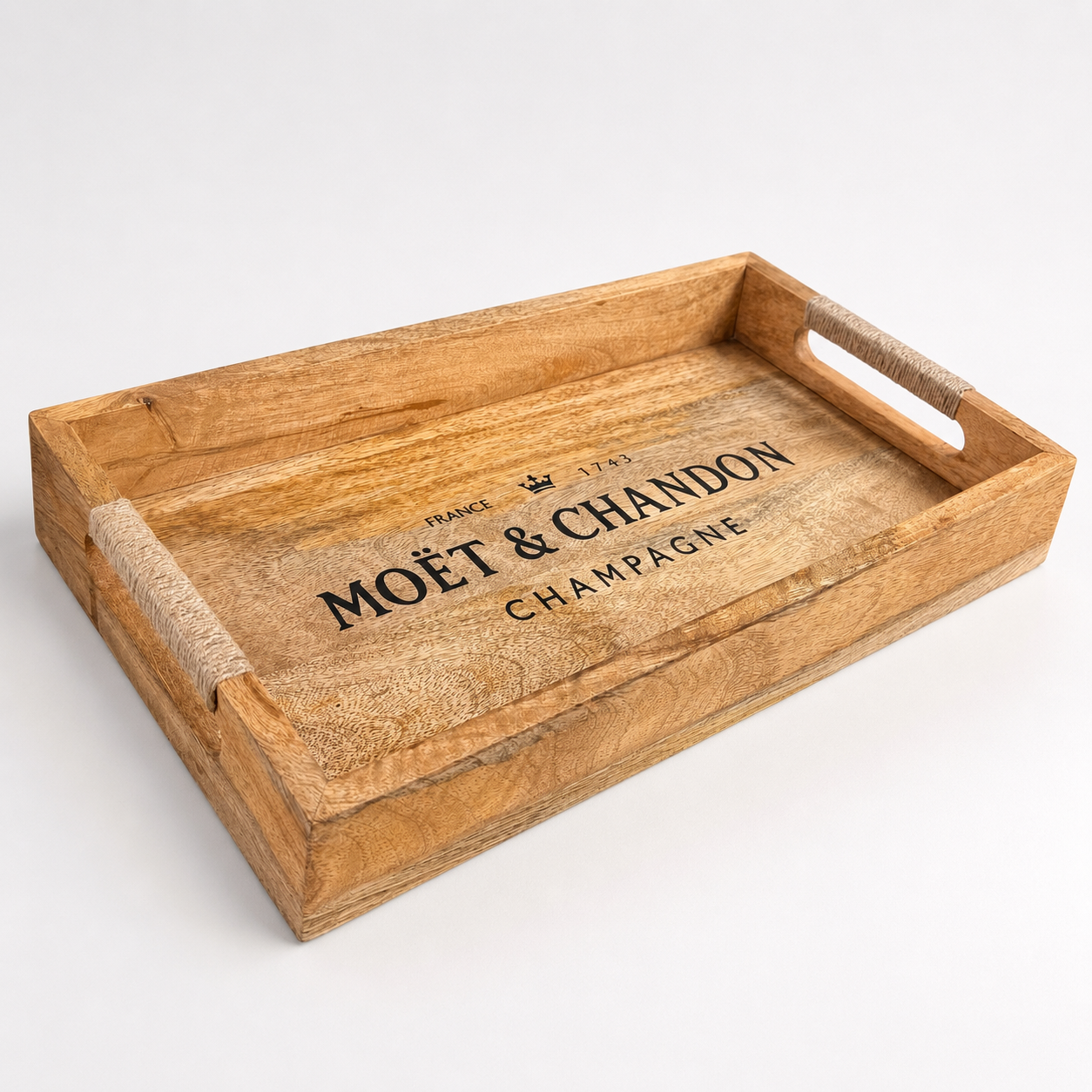 Wooden Serving Trays Moët & Chandon Champagne Butlers Crates Storage Boxes Natural Finish