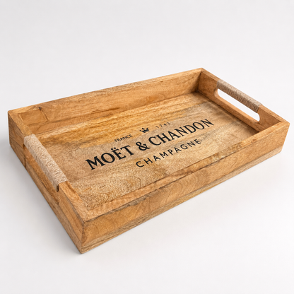 Wooden Serving Trays Moët & Chandon Champagne Butlers Crates Storage Boxes Natural Finish