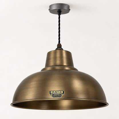 Salthouse XL Antique Brass Dome Lampshade Pendant Light 14.5 Inch