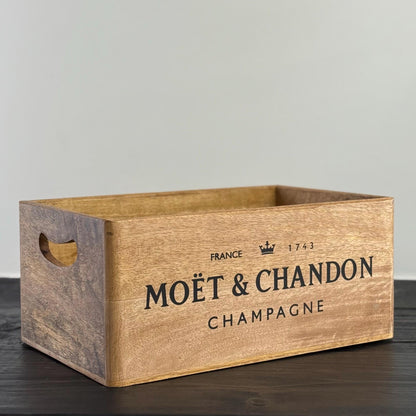 Moët & Chandon Inspired Wooden Champagne Storage Crates | Set of 5 or Individual Wood Boxes