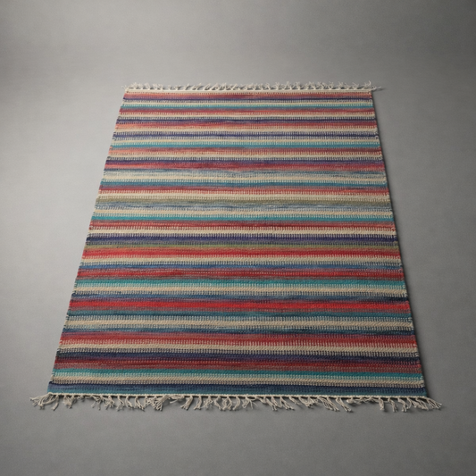 Hand Knotted Reversible Flat Weave Pure Wool Colourful Kilim Woollen Rug 3ft x 5ft