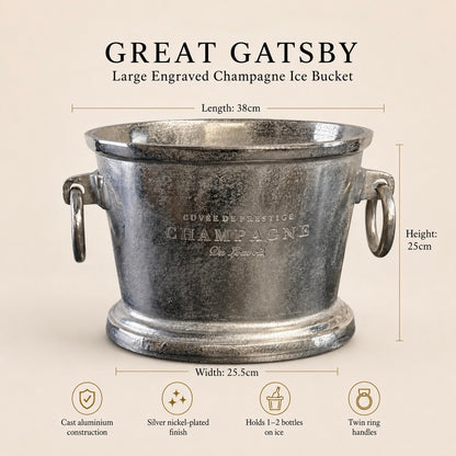 Great Gatsby Raw Cast Engraved Champagne Ice Bucket