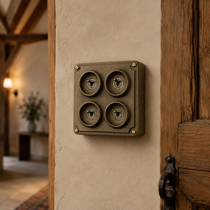 4 Gang 2 Way Antique Brass Light Switch | Solid Cast Bronze Finish