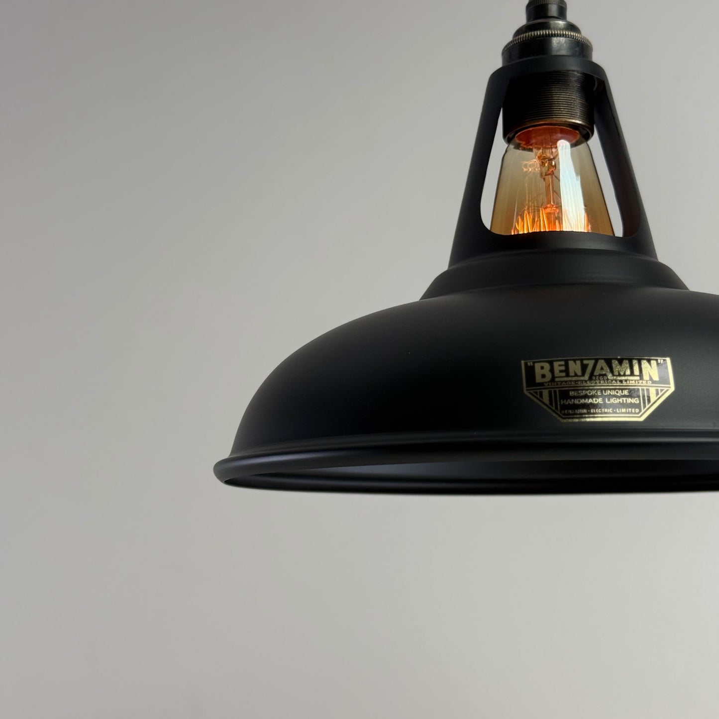 Cawston - Matt Black Lampshade Slotted Design Pendant Ceiling Light - 11 Inch *Pre Order*