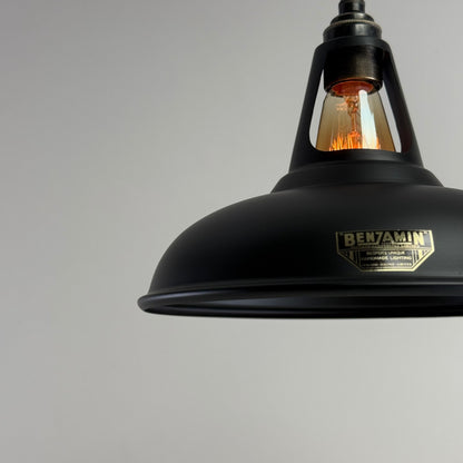 Cawston - Matt Black Lampshade Slotted Design Pendant Ceiling Light - 11 Inch *Pre Order*