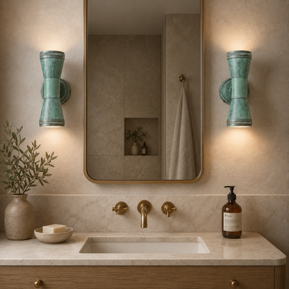 Verdigris Solid Brass Up & Down Outdoor Wall Light - IP64