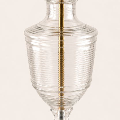 Clifton Clear Ribbed Glass Urn Table Lamp with Antique Brass Detailing