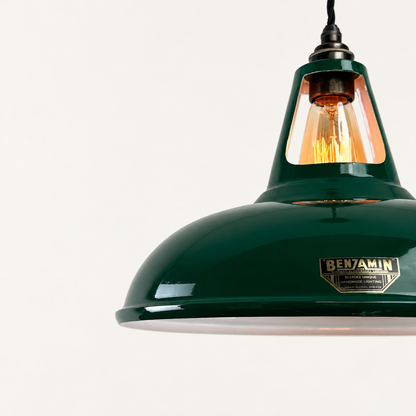 Cawston XL Racing Green Coolicon Lampshade Pendant Light - 14 Inch