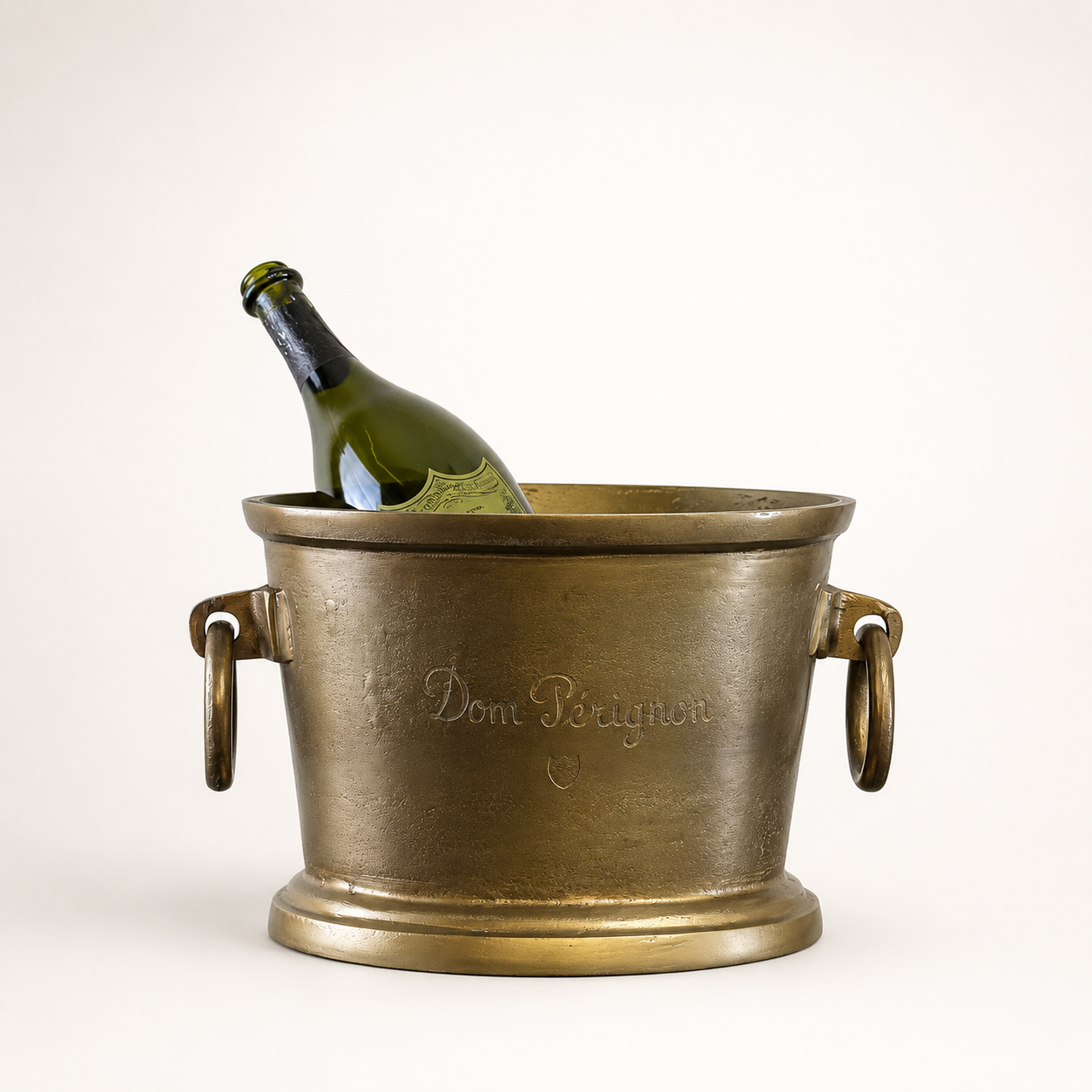 Dom Perignon Antique Brass Engraved Champagne Ice Bucket
